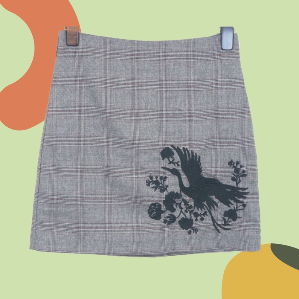 Embroidered Plaid Mini